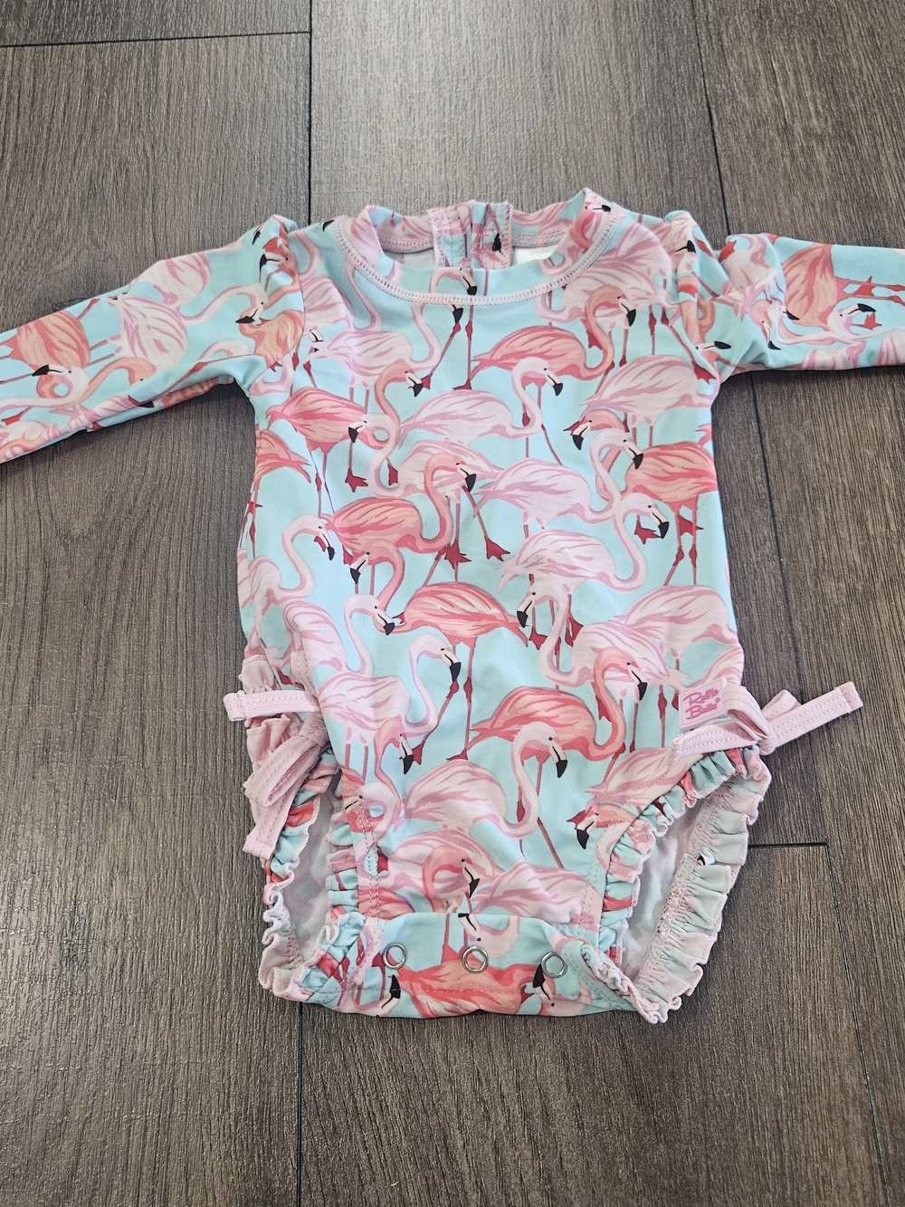 Ruffle Butts Flamingo Print Baby Swimsuit Size 3-6 Months